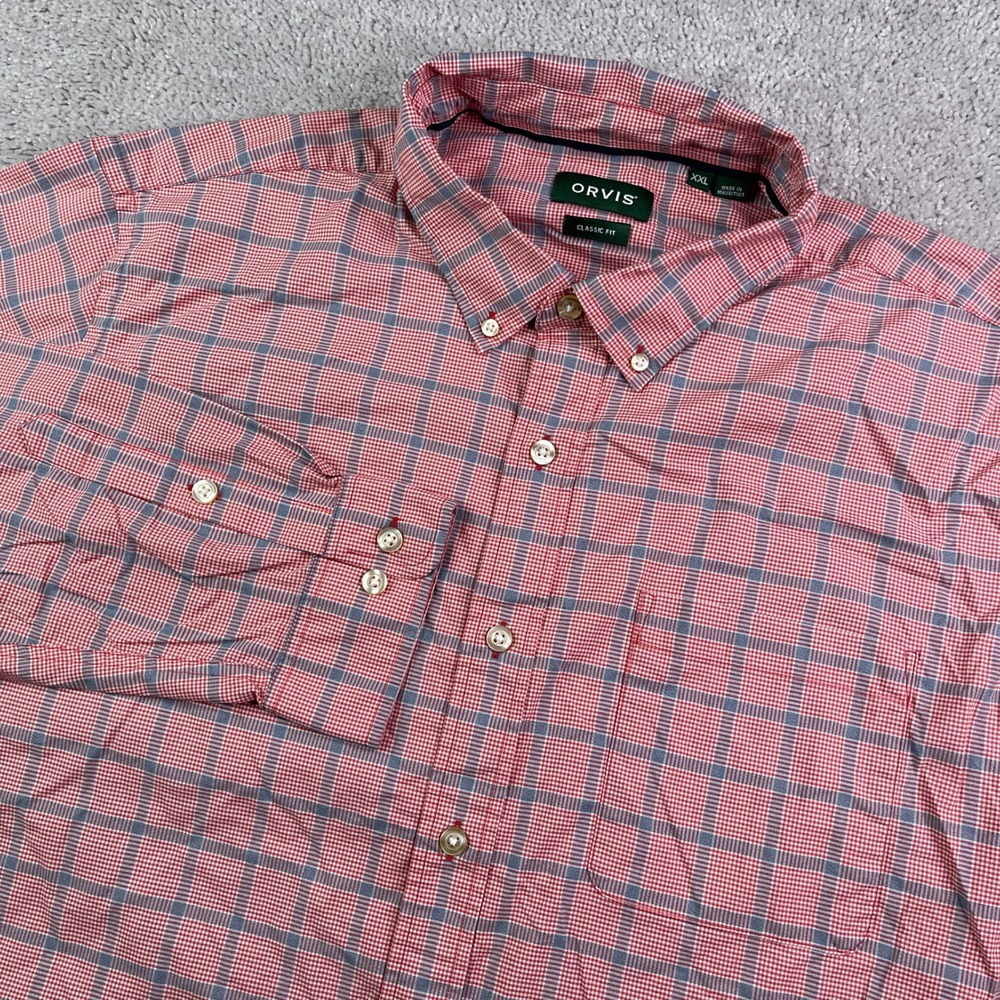 Orvis Shirt Mens XXL 2XL Red Comfort Zone Brrr Classic Fit Performance Stretch